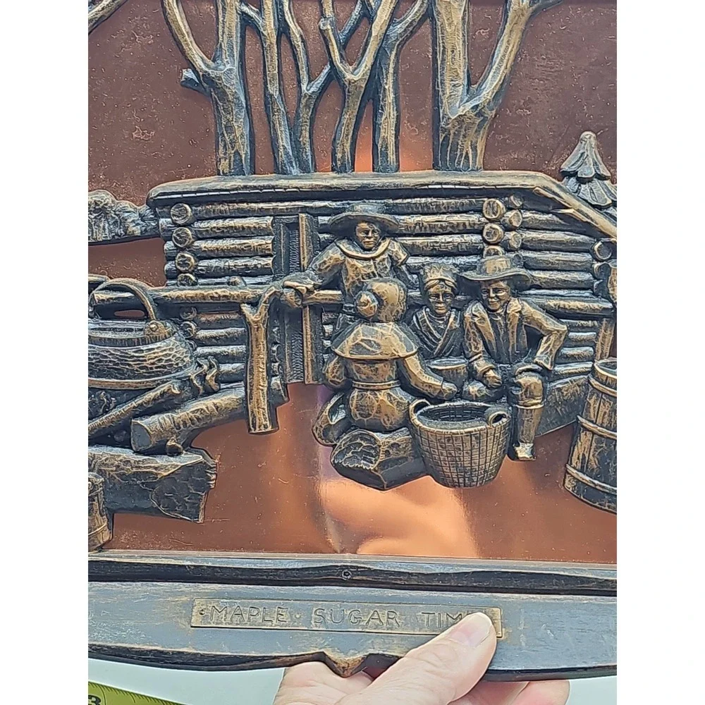 Vintage Coppercraft Guild Copper 3D Wall Art Maple Sugar Time 14x10